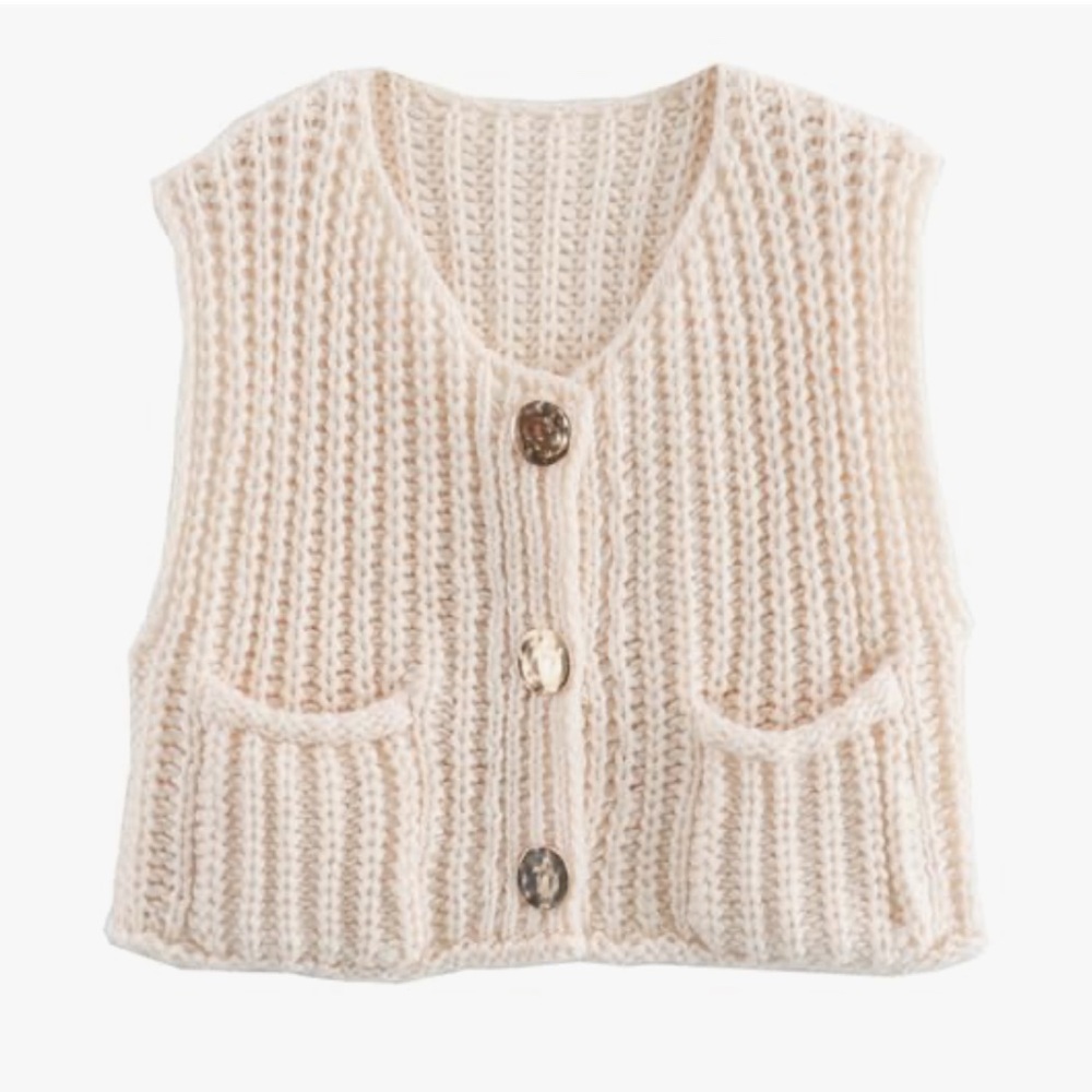 Cream Chunky Knit Cardigan Sweater